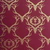 Deer Damask, Claret & Gold