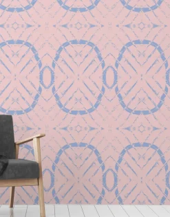 Diamond Link, Blue on Pink