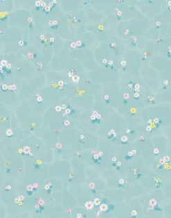 Floral Bath Mural, Blue