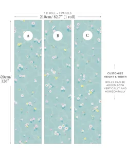 Floral Bath Mural, Blue