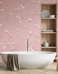 Floral Bath Mural, Blush