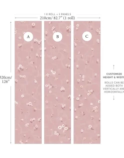 Floral Bath Mural, Blush