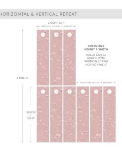 Floral Bath Mural, Blush