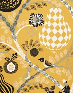 Fruit Garden Cotton Fabric, Yellow