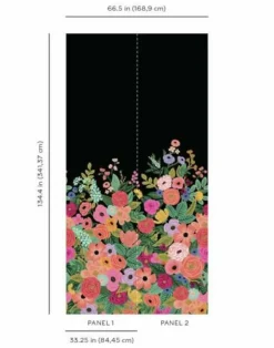 Garden Party Mural, Black R15192M