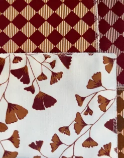 Ginkgo Leaves Fabric, Chestnut Brown