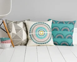 Horseshoe Arch in Teal Cushion Cover