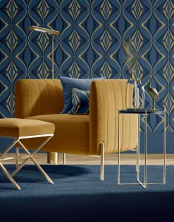 Hourglass, Teal Gold on Blue