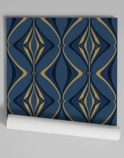 Hourglass, Teal Gold on Blue