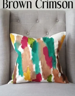 Julie Kay Hand Painted Watercolor Pillow Cover, Brown Crimson