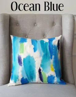 Julie Kay Hand Painted Watercolor Pillow Cover, Ocean Blue