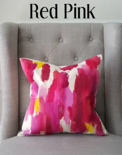 Julie Kay Hand Painted Watercolor Pillow Cover, Red Pink