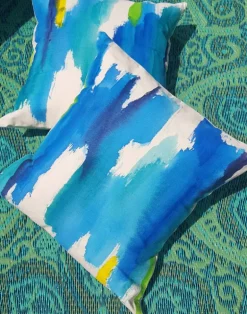 Julie Kay Hand Painted Watercolor Pillow Cover, Ocean Blue