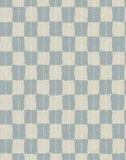 Karin Linen Fabric, Dusty Blue / Sand