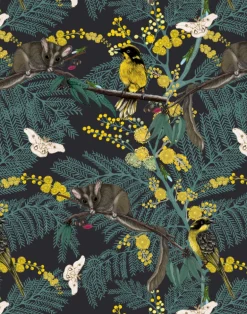 Leadbeater Forest, Yellow on Dark Grey