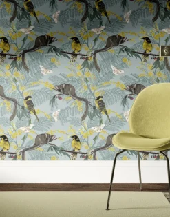 Leadbeater Forest, Yellow on Duck Egg Blue