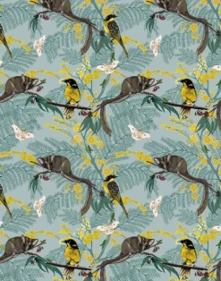 Leadbeater Forest, Yellow on Duck Egg Blue