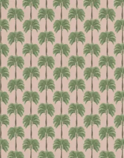Little Palma Linen Fabric, Flamingo