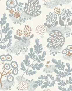May Linen Fabric, Dusty Blue / Ivory