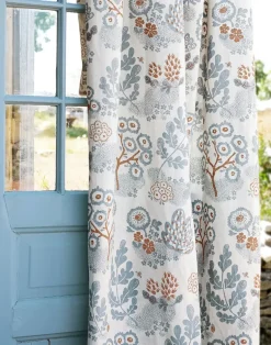 May Linen Fabric, Dusty Blue / Ivory