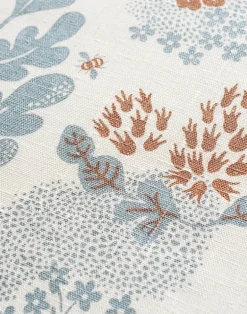 May Linen Fabric, Dusty Blue / Ivory