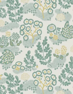 May Linen Fabric, Sand / Forest Green