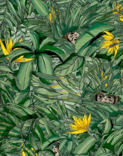 MONKEY FOREST DARK GREEN & YELLOW