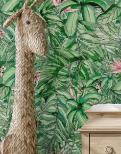 MONKEY FOREST DARK GREEN & PINK