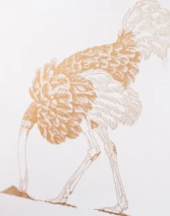 Ostrich Large, Gold Leaf on Bone