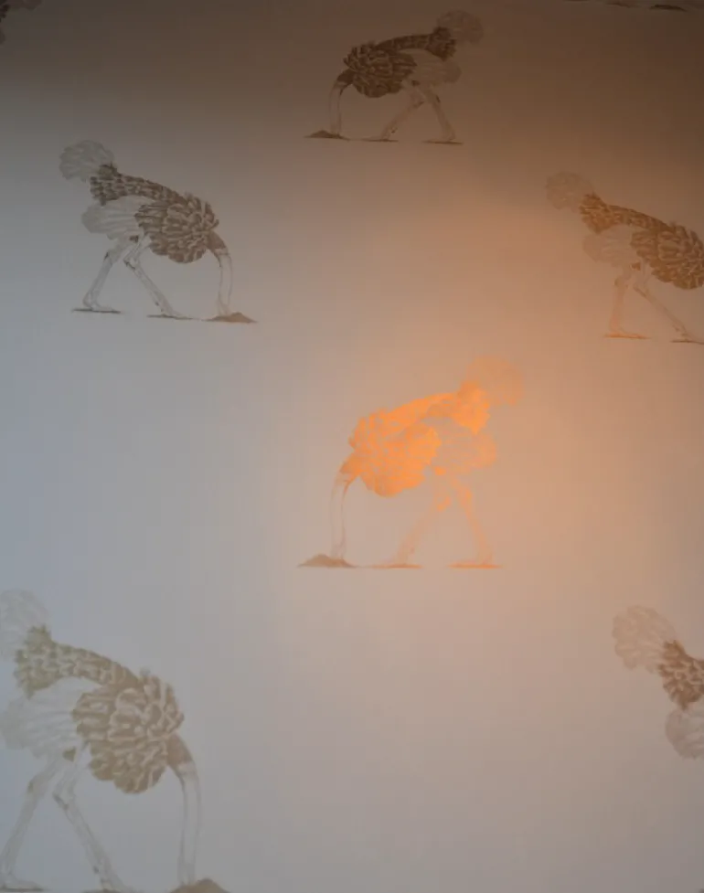 Ostrich Large, Gold Leaf on Bone