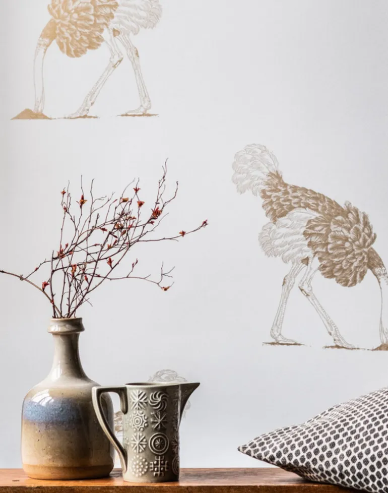 Ostrich Large, Gold Leaf on Bone