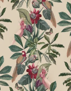 Passiflora Linen Fabric, Antique