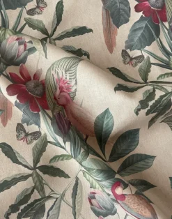 Passiflora Linen Fabric, Antique