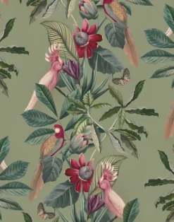 Passiflora Velvet Fabric, Sage
