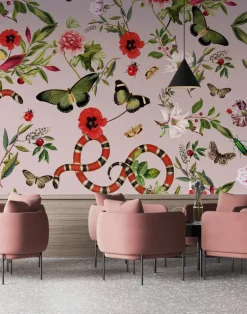 Pink Serpent Wallfabric