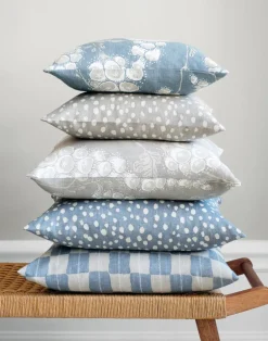 Sakura Spring Linen Fabric, Dusty Blue