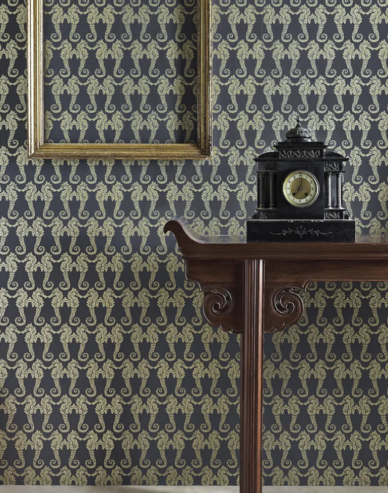 Seahorse, Charcoal & Gold