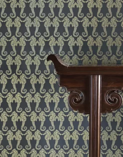 Seahorse, Charcoal & Gold