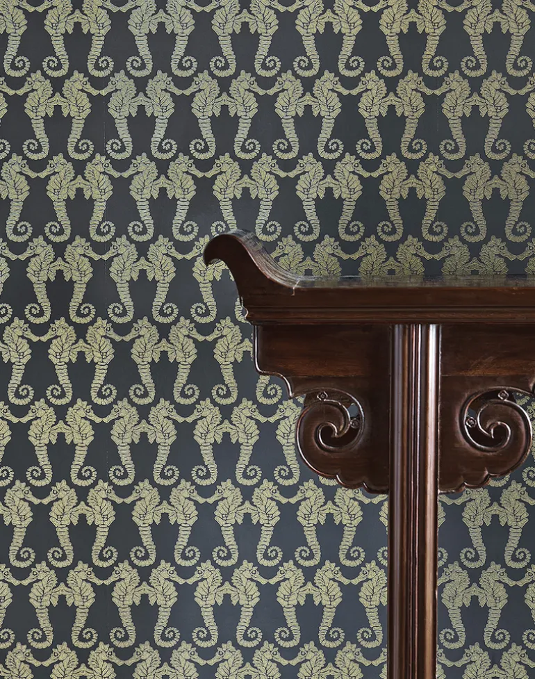 Seahorse, Charcoal & Gold