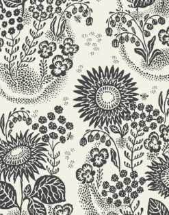 September at Rosendal Linen Fabric, Ebony/Black