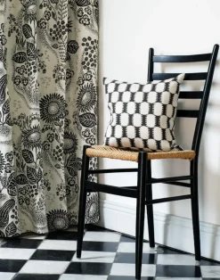 September at Rosendal Linen Fabric, Ebony/Black