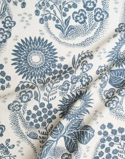 September at Rosendal Linen Fabric, Ebony/Blue