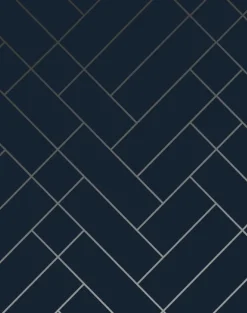 Tapet Cafe Tile, Silver & Navy Blue