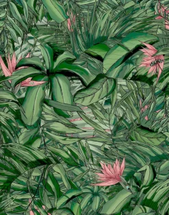 TROPICAL FOREST DARK GREEN & PINK