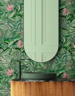 TROPICAL FOREST DARK GREEN & PINK