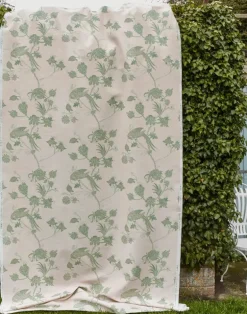 Vintage Bird Trail Fabric, Plaster / Green