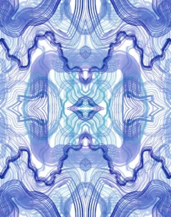 Wave, Ultramarine - Linen Fabric