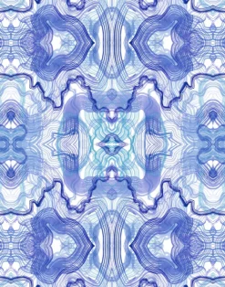 Wave, Ultramarine - Linen Fabric