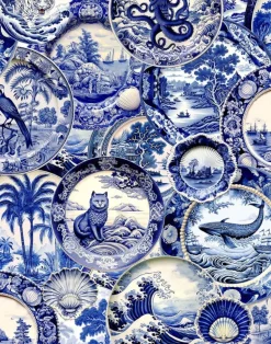 Whimsical Willow Plates, Blue & White