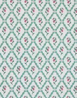 Wild Strawberry Trellis Fabric, Vintage Cream